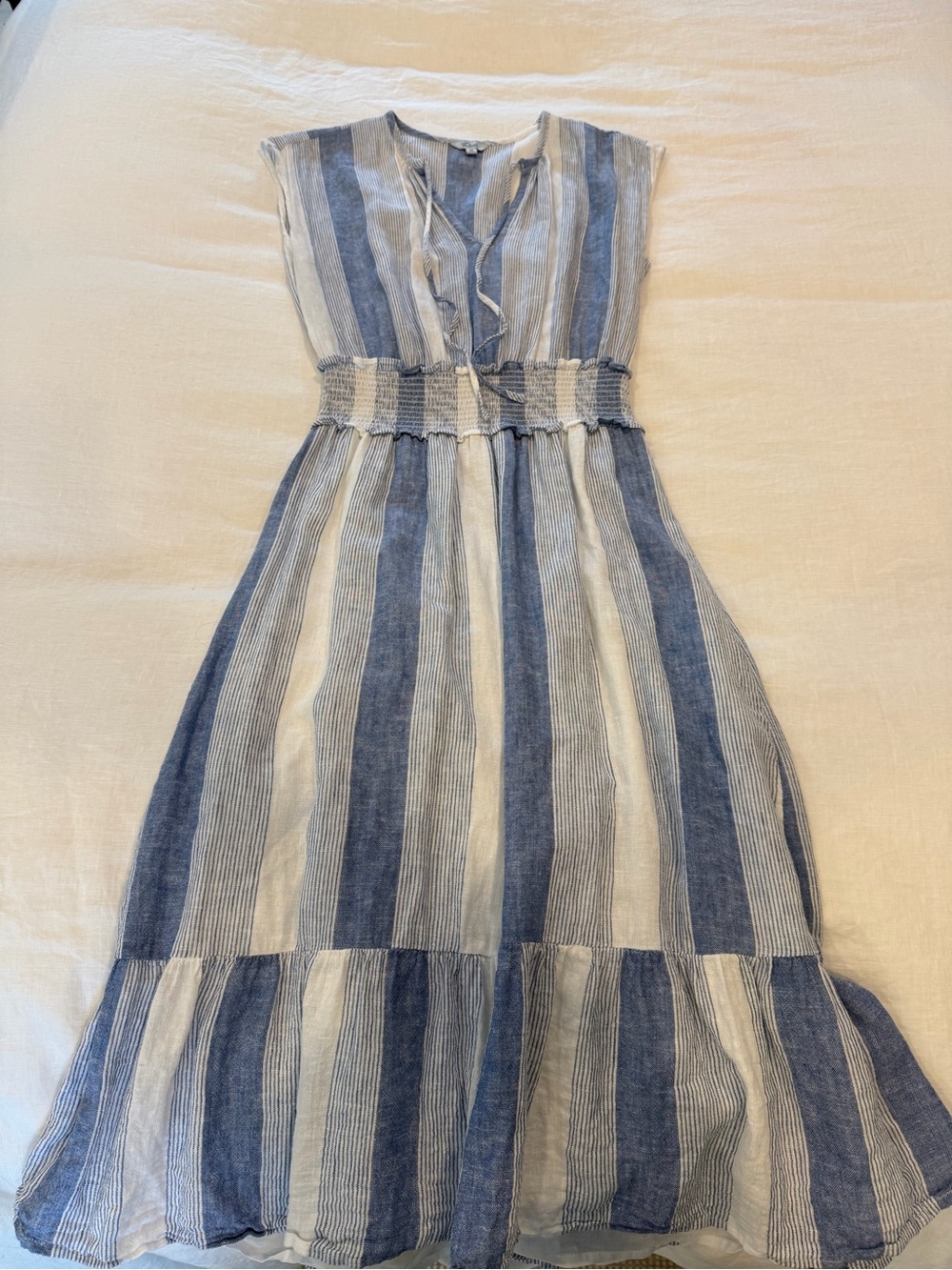 Rails Blue and White Striped Midi Dress